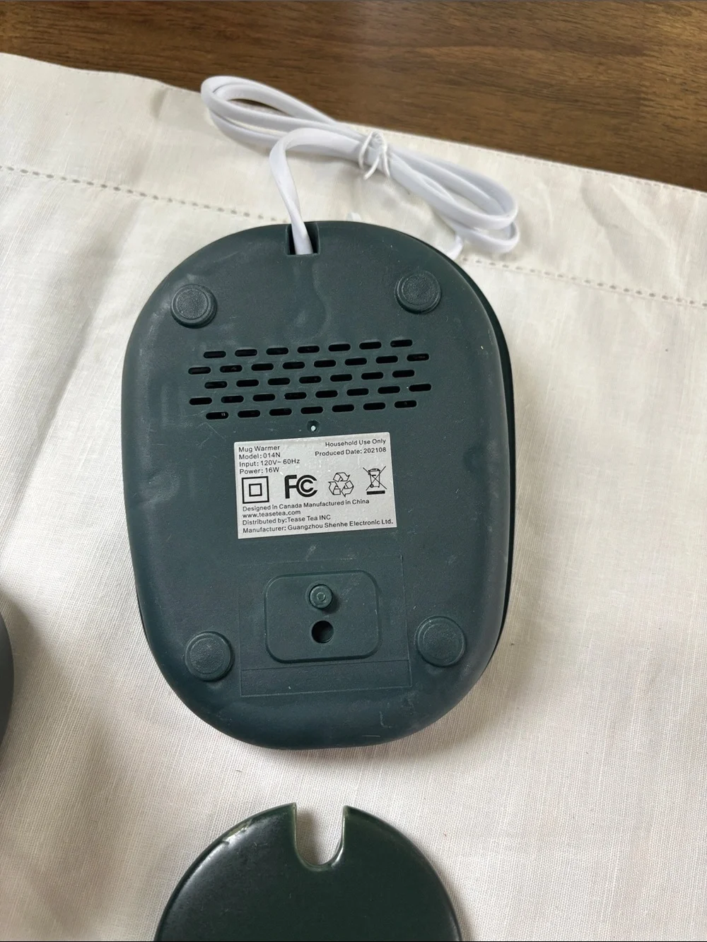 Tease Electric Mug Warmer Set in Deep Green with Lid and Spoon